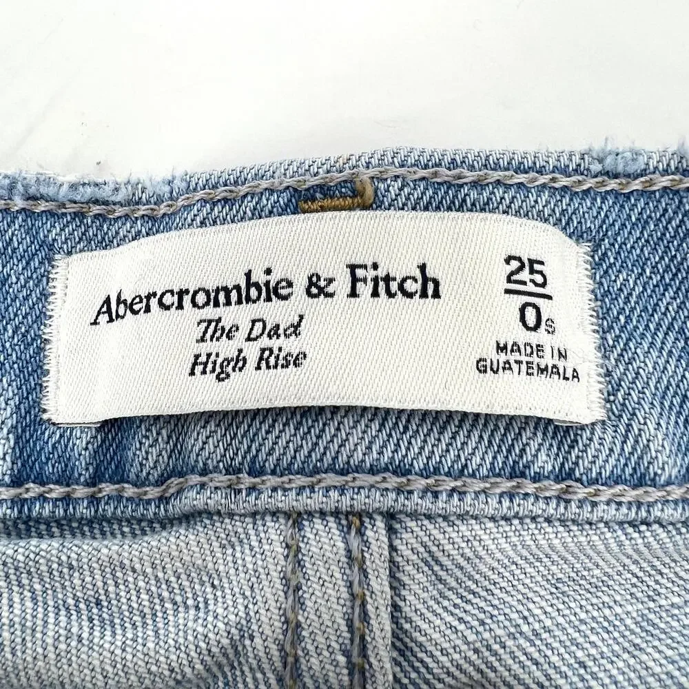 Abercrombie & Fitch The Dad High Rise Asymmetrical Button Fly Jeans Sz 25 Short